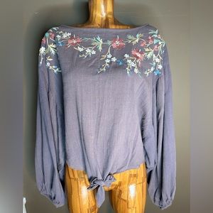 Hummingbird Embroidered Boho Top
